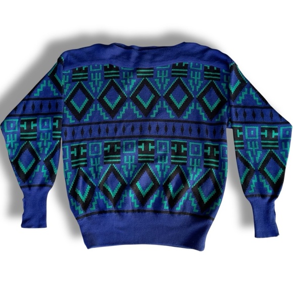 Vtg geometric art to wear sweatshirt pullover boatneck abstract‎ sweater multi L - Picture 1 of 7